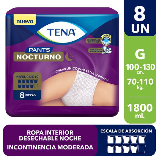 TENA Pants Ropa interior desechable nocturno talla G 8 unidades, , large image number 0