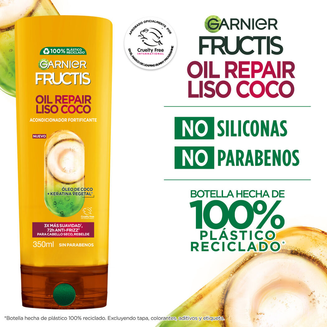Fructis Acondicionador Liso Coco x 350 mL, , large image number 3