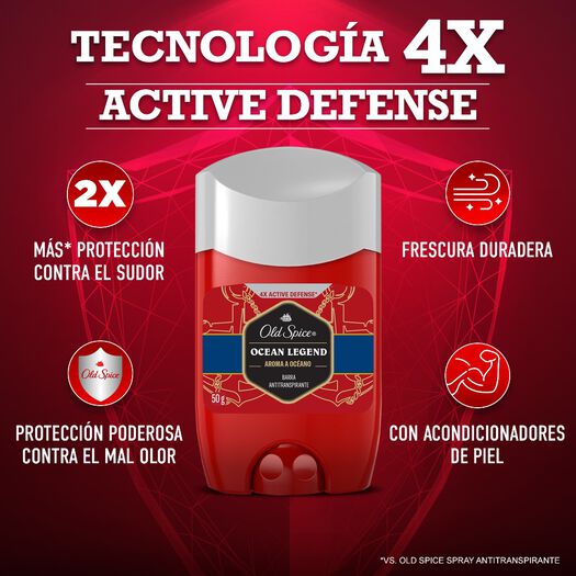 Antitranspirante Old Spice en Barra Ocean Legend 50 g, , large image number 1