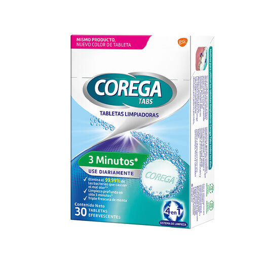 Tabletas Corega Limpiadoras de Protesis Dentales Efervescente 30 un, , large image number 1