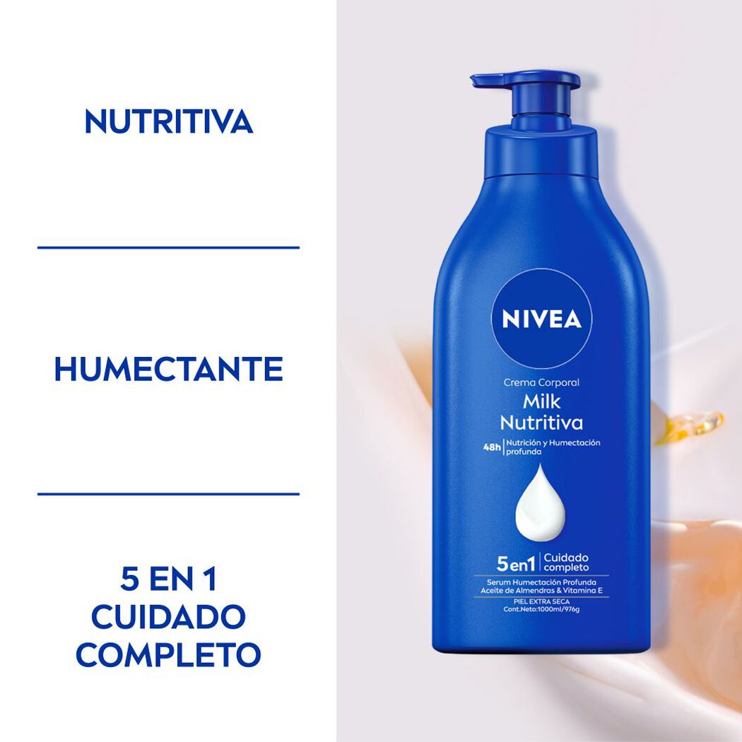 Crema Nivea Milk Nutritiva 1000 mL, , large image number 1