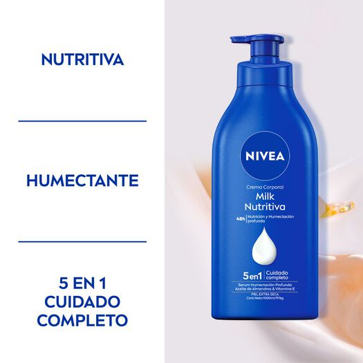 CREMA CORPORAL NIVEA MILK NUTRITIVA PIEL EXTRA SECA 1000ML, , large image number 1