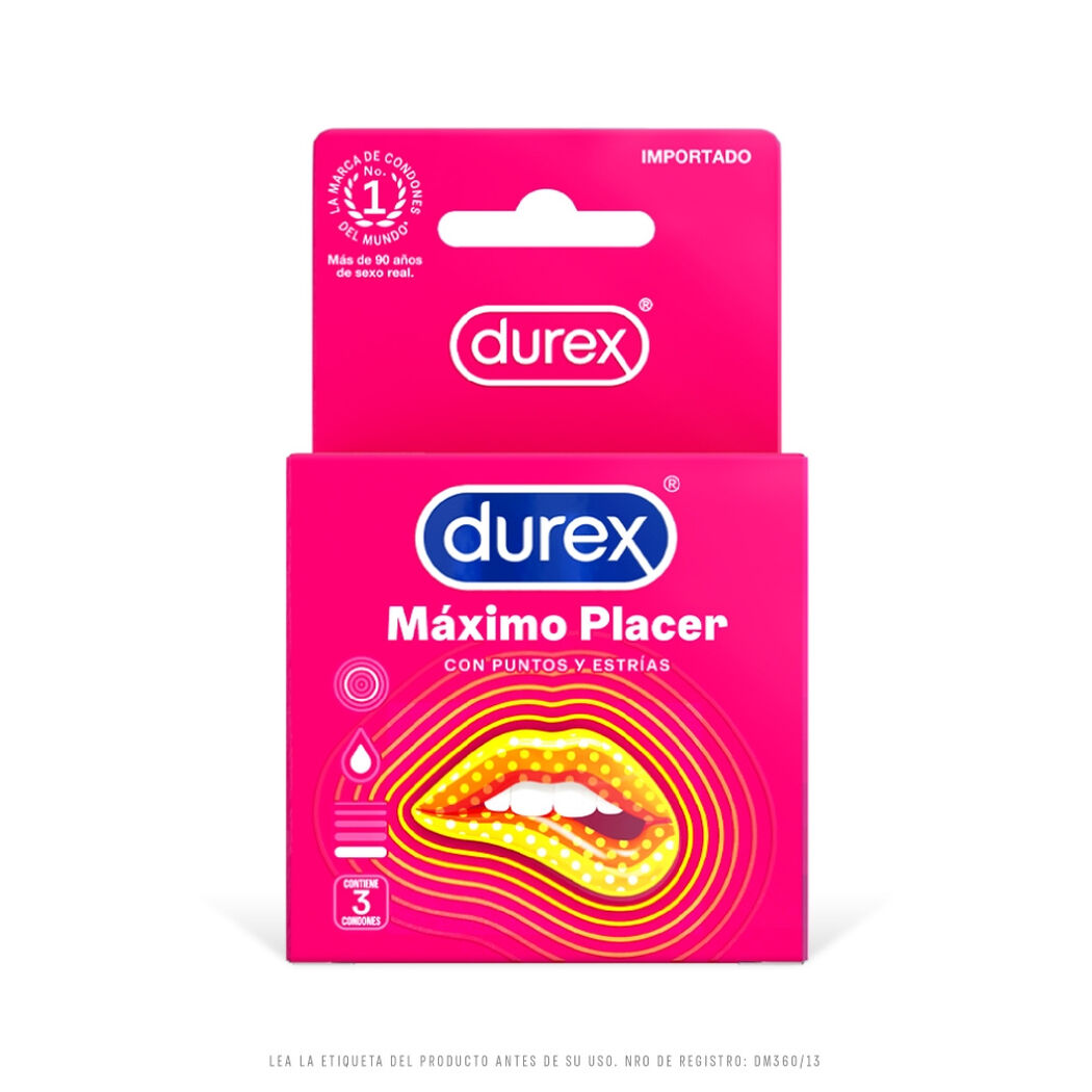 Durex Condones M&aacute;ximo Placer 3 unidades, , large image number 4