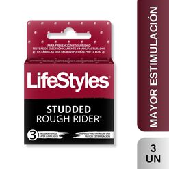 Lifestyles Studded Rough Rider x 3 Unidades