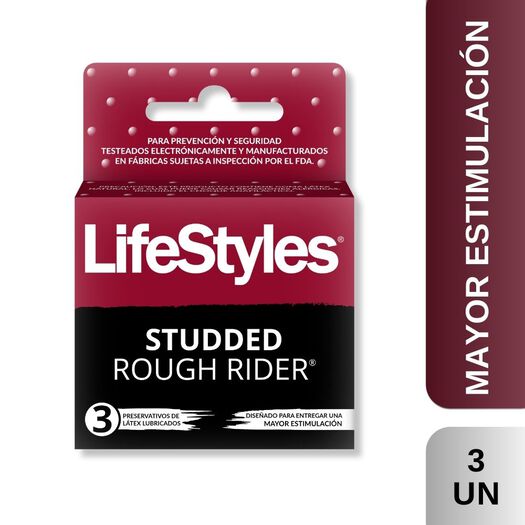 Lifestyles Studded Rough Rider x 3 Unidades, , large image number 0