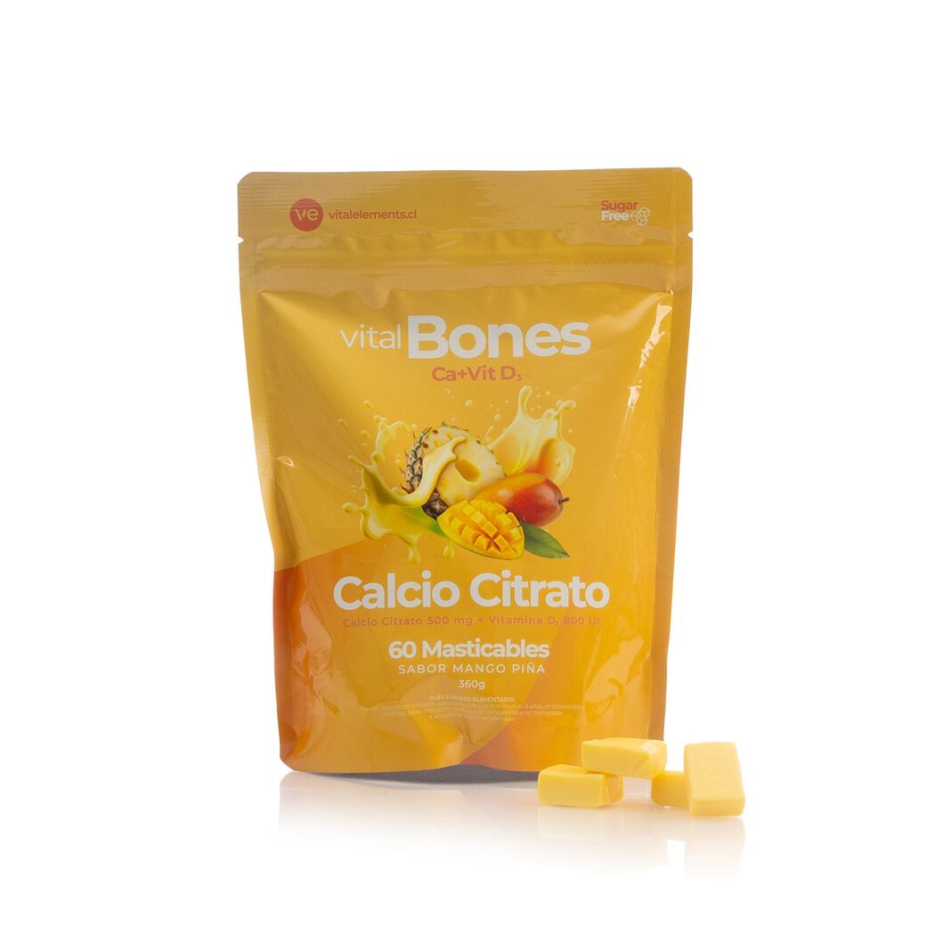 Calcio Citrato + Vitamina D3 VitalBones Sabor Mango Pi&ntilde;a x 60 masticables, , large image number 0