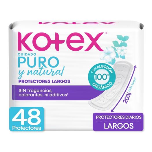 Protector Diario Largo Kotex Puro Natural X48, , large image number 0