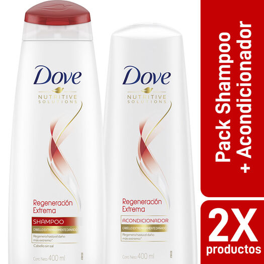 Dove Pack Shampoo + Acondicionardo Reconstrucción Completa 400 mL x 2 Unidades, , large image number 0