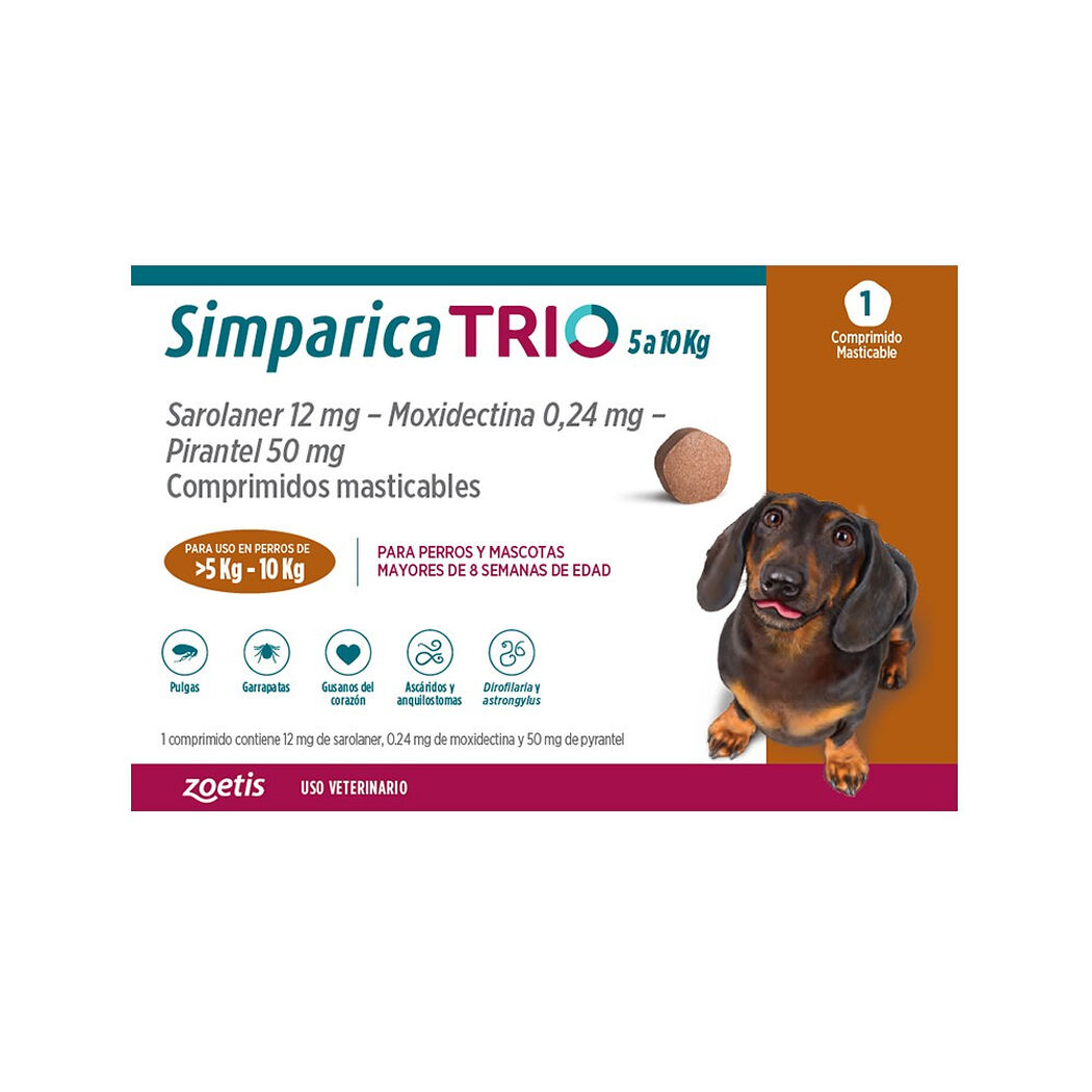 Vet Simparica Trio 5-10Kg 1Comp Mast, , large image number 0