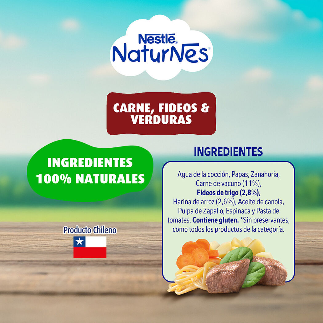 Picado Nestle Carne, Fideos y Verdura Frasco 9+ Meses 215 g, , large image number 4