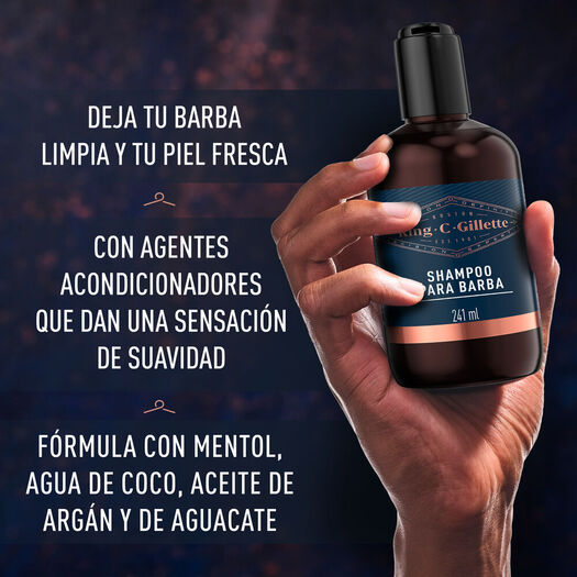 Shampoo para Barba King C. Gillette, Cuidado de Barba Hombre de 241ml, , large image number 3