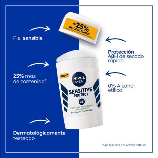 Desodorante NIVEA Barra Sensitive Masculino 54g, , large image number 3