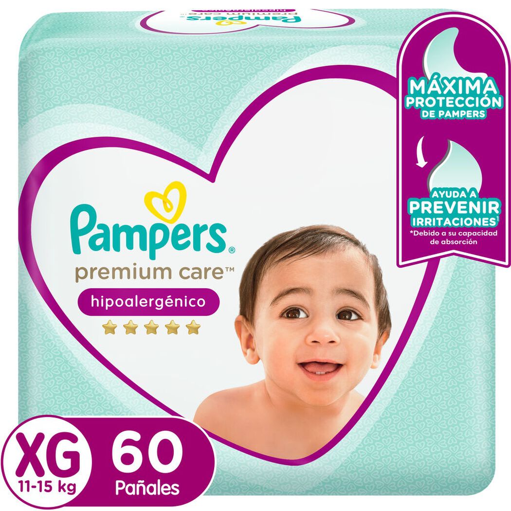 Pañales Pampers Premium Care Hipoalergénico XG 60 un, , large image number 0