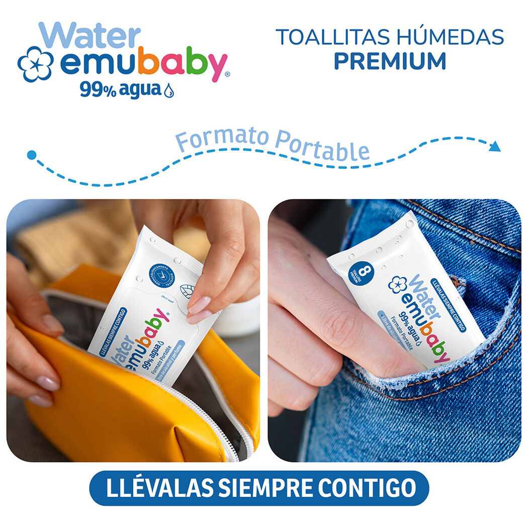 Toallitas H&uacute;medas Portables Emubaby Water 32Un, , large image number 3