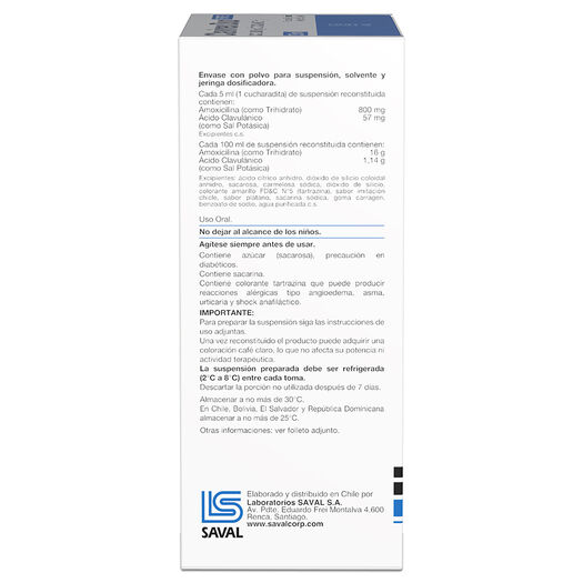 Clavinex Duo Forte 800 mg/57 mg/5 ml x 35 ml Polvo para Suspensión Oral con Solvente, , large image number 1