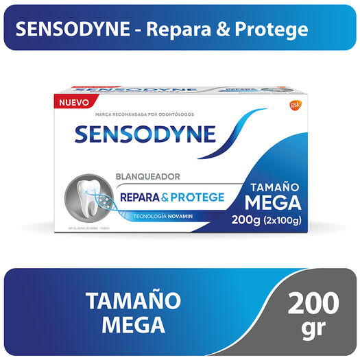 Sensodyne Repara & Protege Blanqueador Crema Dental para Dientes Sensibles, Tamaño Mega, 2x100g, , large image number 0