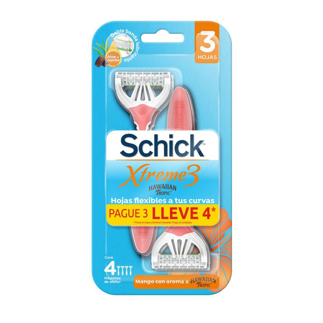 M&aacute;quina de Afeitar Schick Hawaiian Tropic 4 un, , large image number 0