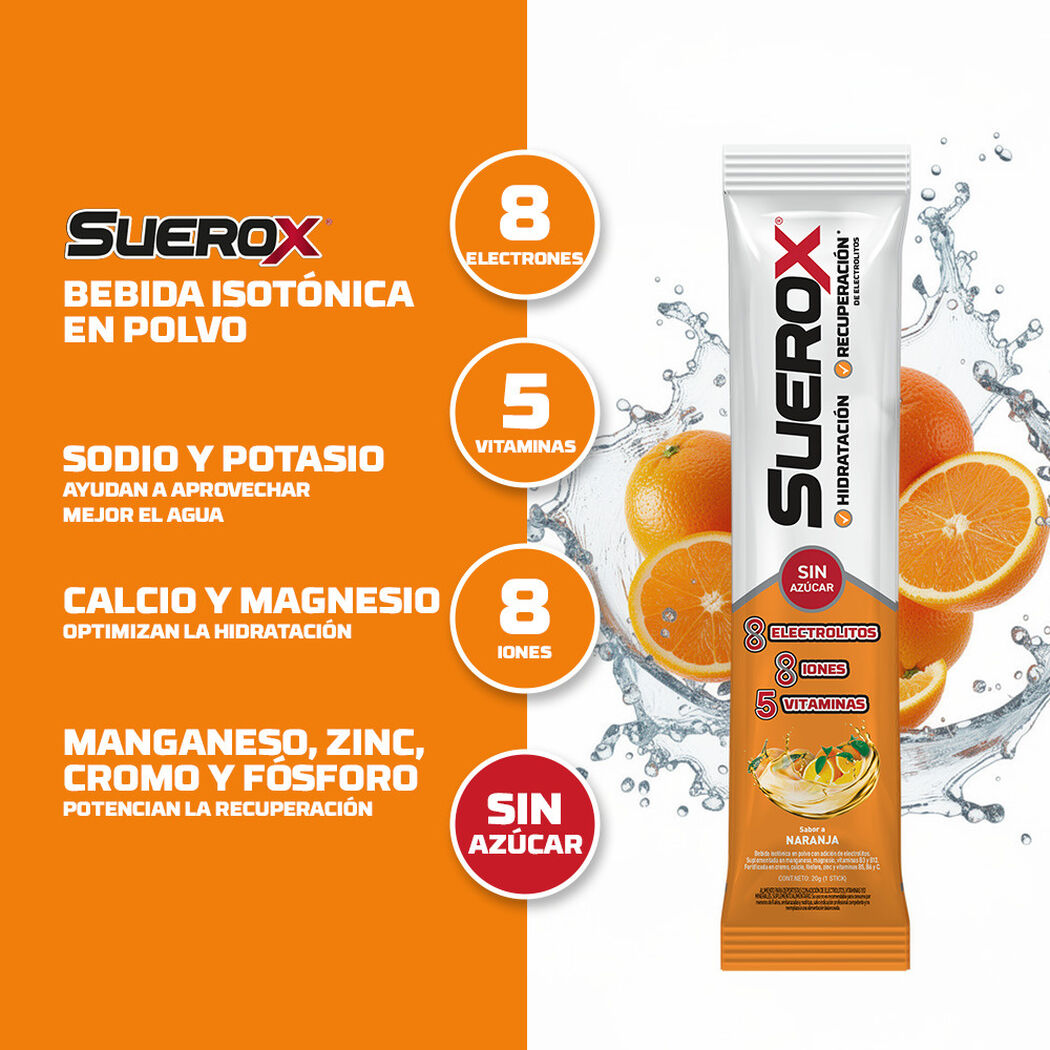 Suerox Polvo Ar&aacute;ndano Naranja Pack 4 Unidades de 80g (Sin azucar), , large image number 3