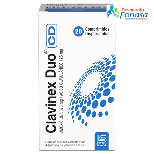 Clavinex Duo CD 875 mg/125 mg x 20 Comprimidos Dispersables, , large image number 0
