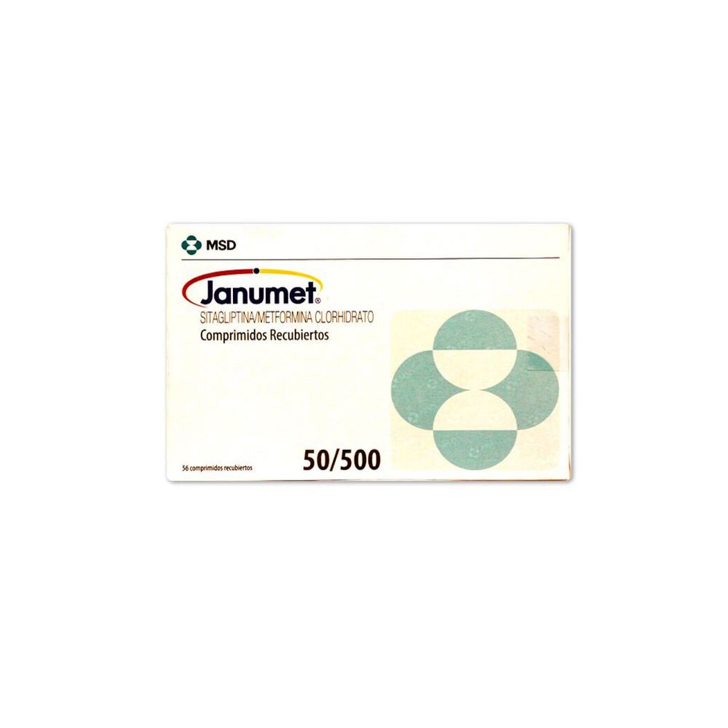 Janumet 50 mg/500 mg x 56 Comprimidos Recubiertos, , large image number 0
