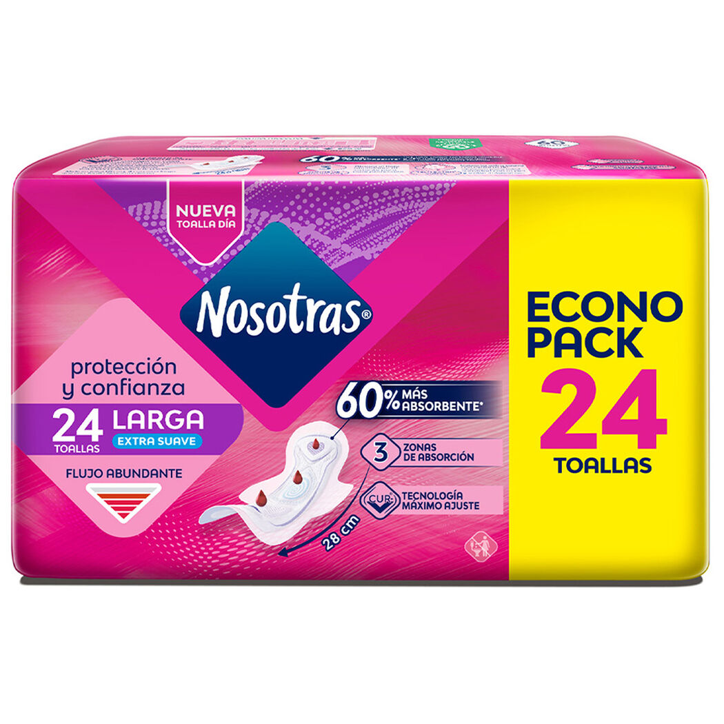 Toalla Higiénica Nosotras Ultra Delgada Larga Tela Extra Suave 24 Un, , large image number 1