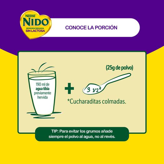 Leche en Polvo Nido Semidescremada Sin Lactosa 1350g , , large image number 2