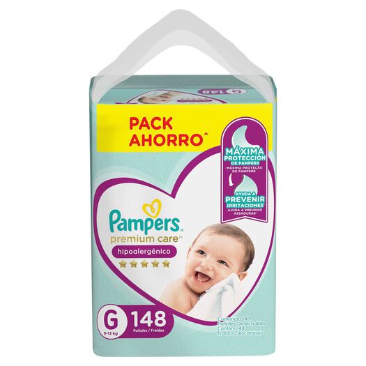 Pañales Pampers Premium Care Hipoalergénico G 148 un, , large image number 3