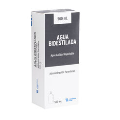 Agua Bidestilada x 500 mL Solución Inyectable