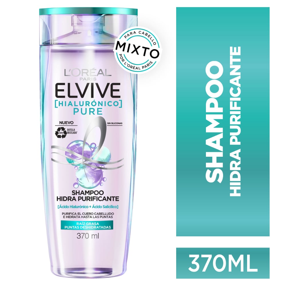 Shampoo Elvive Hialurónico Pure 370 ml Farmacias Ahumada